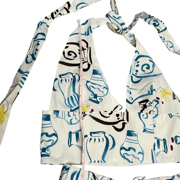 Zara CoOrd Set Printed Poplin Crop Top & Midi Skirt Set Abstract Cotton Medium - Picture 9 of 16